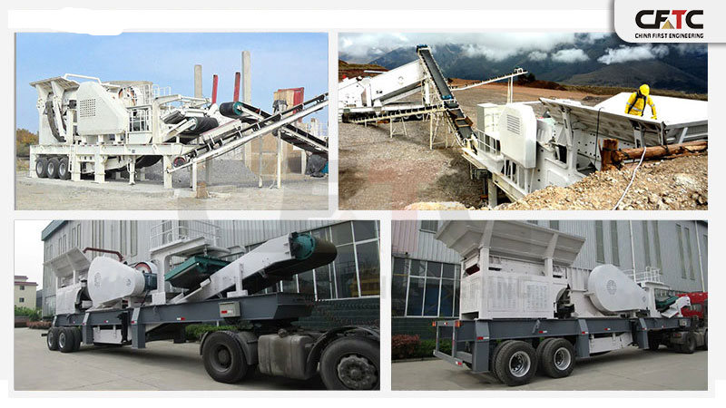 Tire Mobile jaw crusher station 